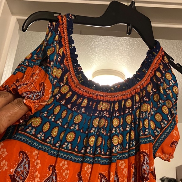 Umgee Orange and Navy Patterned Maxi Dress - Picture 6 of 10